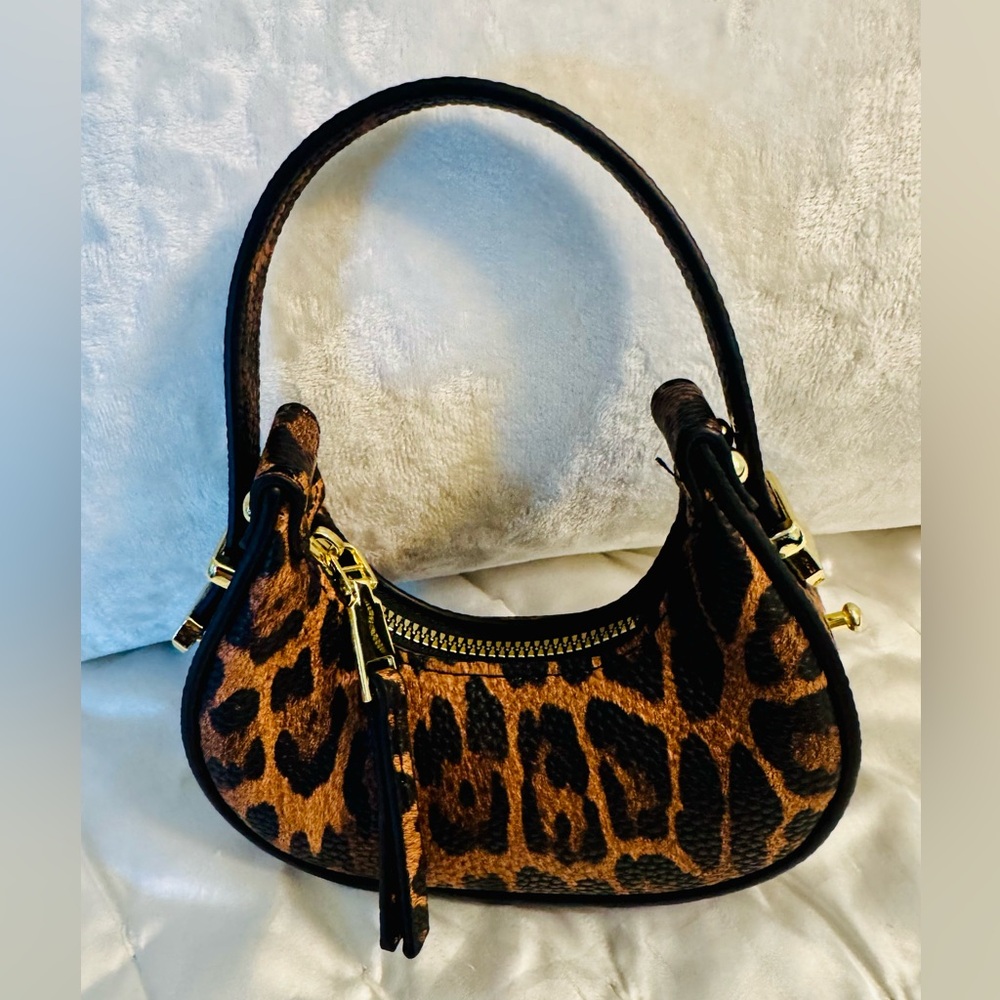 Leopard Print Mini Bag with Gold Details